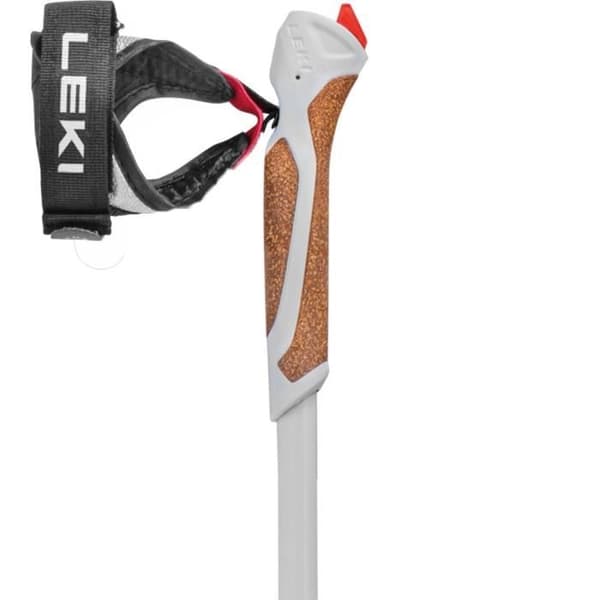 Ett par Leki Passion vandringsstavar - vit/klarröd/ljus antracit - 115 cm