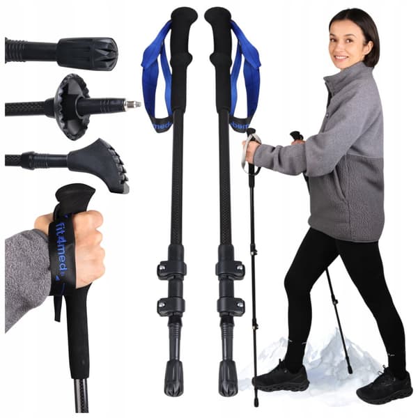 CARBON TREKKINGSTAVE 3 STK. NORDIC WALKING MEGET LET 160G