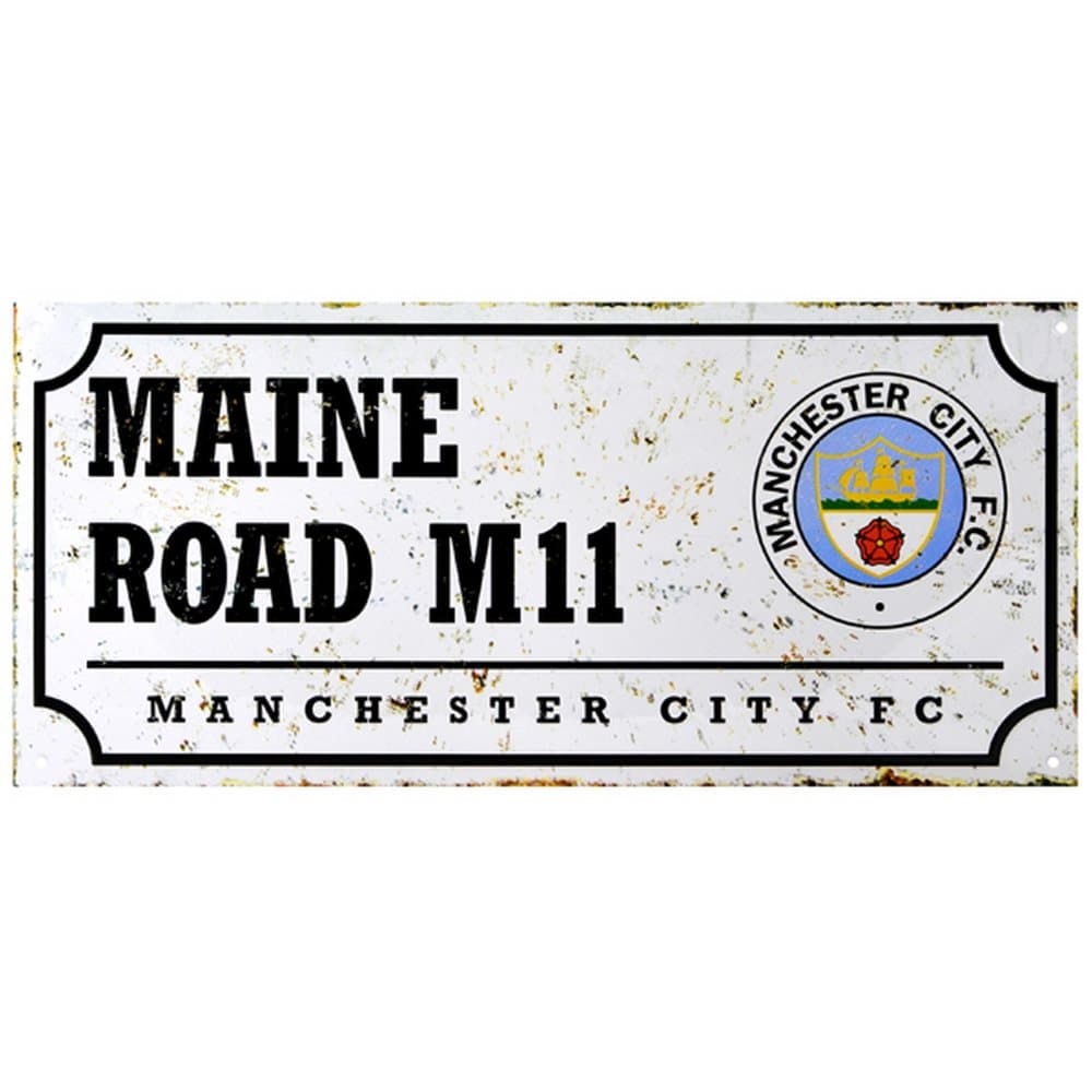 Manchester City FC Officiell Retro Football Crest Street Sign