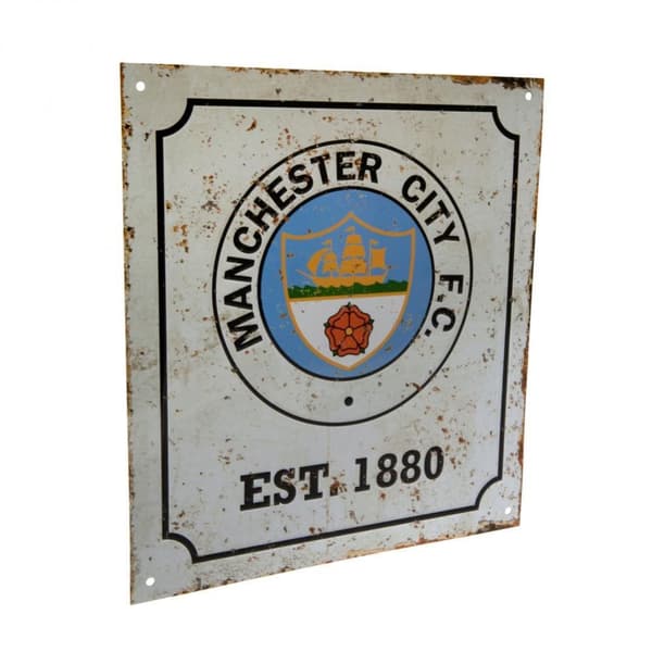 Manchester City FC Official Retro Logo Sign