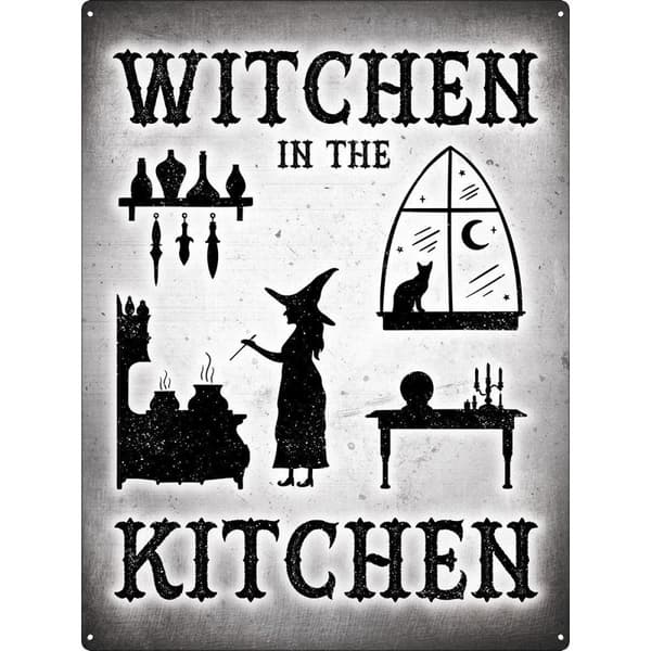 Grindstore Witchen In The Kitchen Tin Sign White/Black One Size