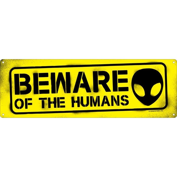 Grindstore Akta dig för människorna Slim Tin Sign Yellow One Size