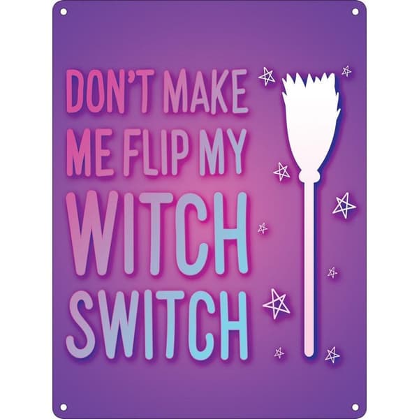 Grindstore Don`t Make Me Flip My Witch Switch Mini Tin Sign Purple One Size
