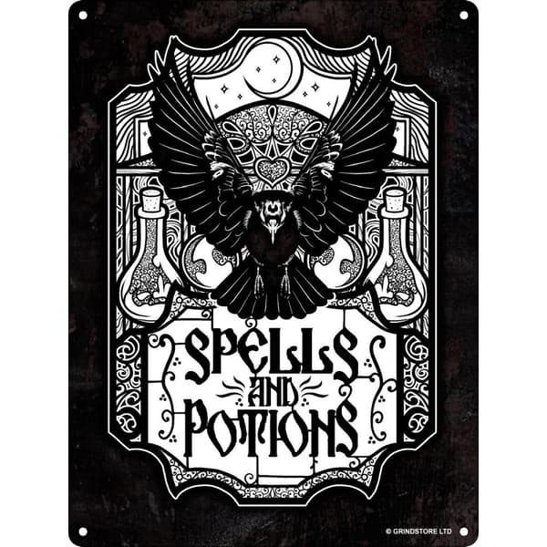 Grindstore Spells & Potions Mini Tin Sign Black One Size