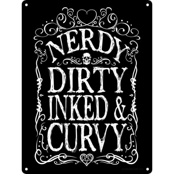Grindstore Nerdy Dirty Inked & Curvy Mini Tin Sign Black One Size
