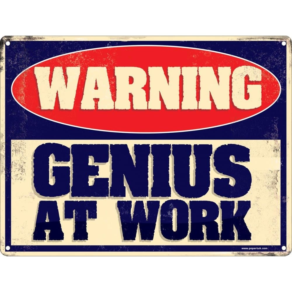 Grindstore Genius At Work Mini Tin Sign