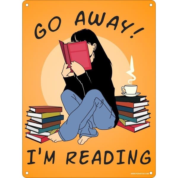 Grindstore Go Away I`m Reading Mini Tin Sign Yellow One Size