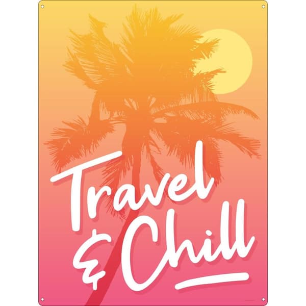 Grindstore Travel & Chill Tin Sign Pink/Yellow One Size
