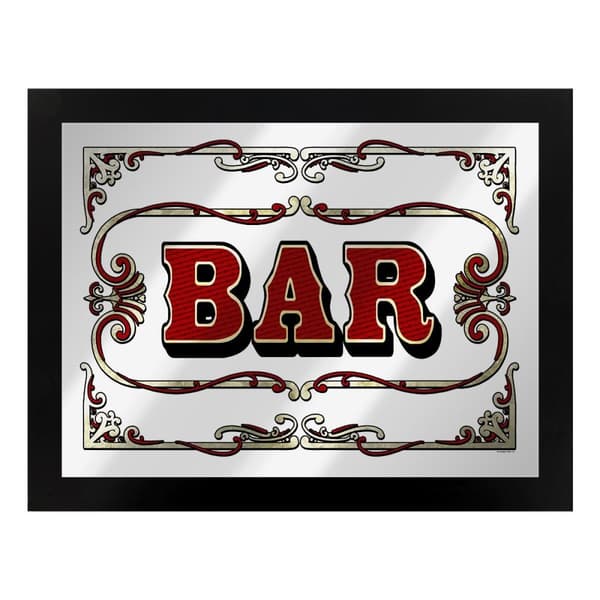 Grindstore Bar Mirrored Plaque Black/Silver/Red One Size