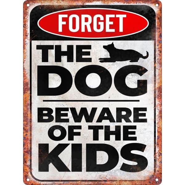 Grindstore Forget The Dog Beware Of The Kids Mini Plaque White/Black/Red One Size