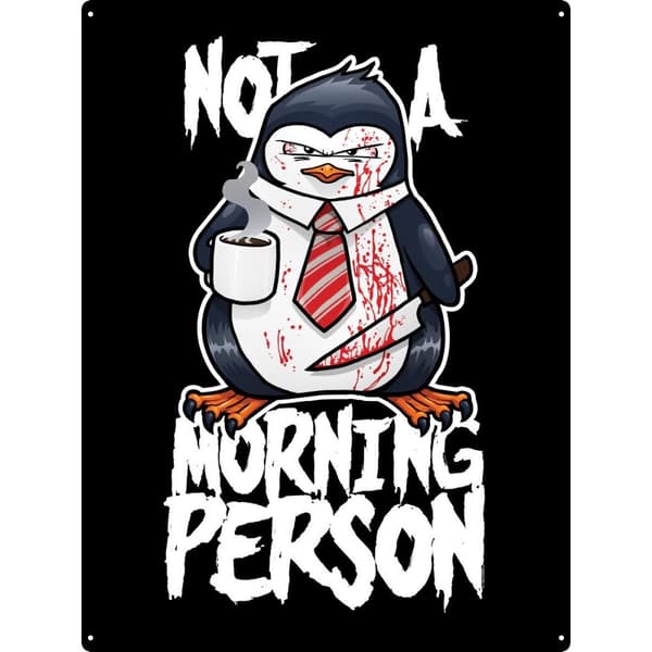 Psycho Penguin Not A Morning Person Plaque Black/White/Red One Size