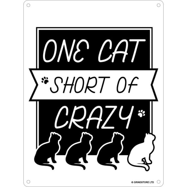 Grindstore En katt kort för galen miniplakett Black/White One Size