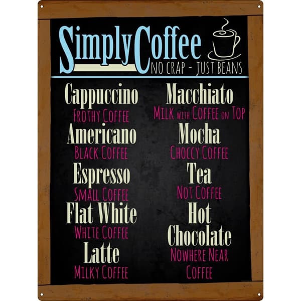 Grindstore Simply Coffee No Crap Just Beans Plaque Black/Multicoloured One Size