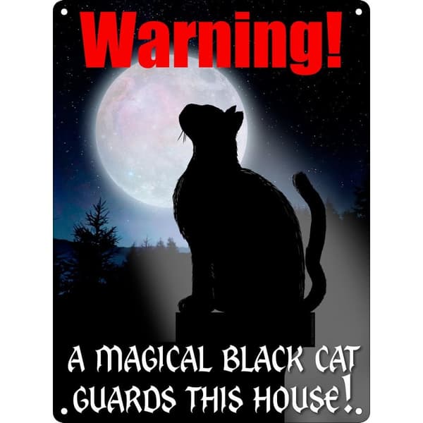 Grindstore Black Cat Guards This House Mini Plaque Black/Red/White One Size