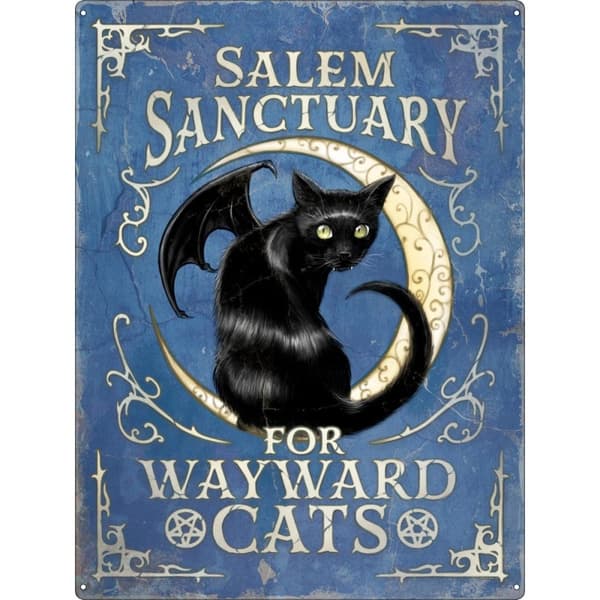 Grindstore Salem Sanctuary For Wayward Cats Tin Plaque Blue/Beige/Black One Size