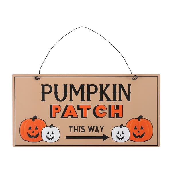 Something Different Pumpkin Patch Halloween Plaque Beige/Black/Orange One Size