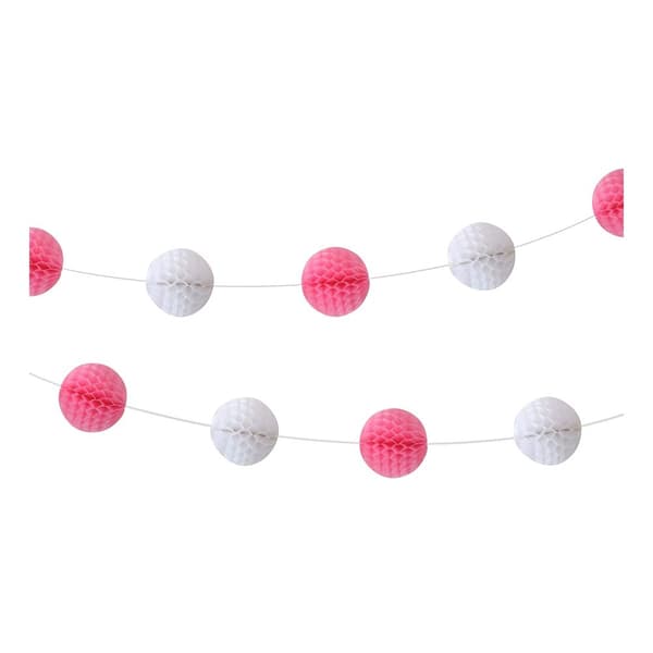 Pom-Pom Guirlande Pink/Hvid