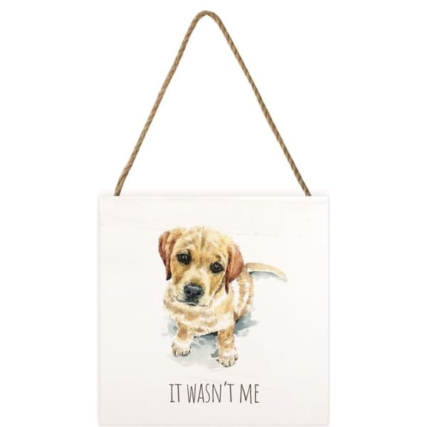 Louise Nisbet Wooden Golden Retriever Plaque White/Beige One Size