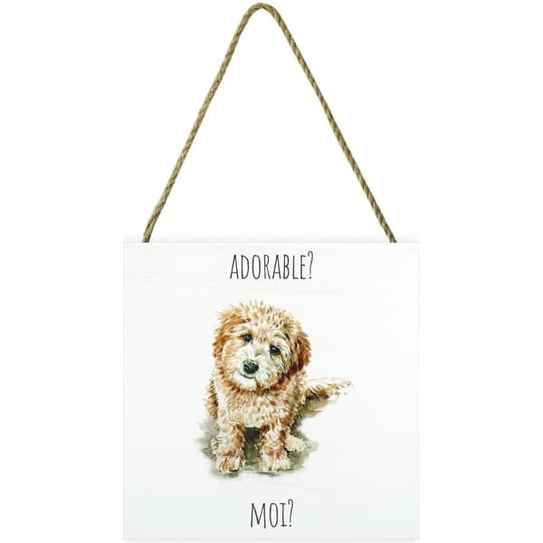 Louise Nisbet Wooden Labradoodle Plaque White/Beige One Size