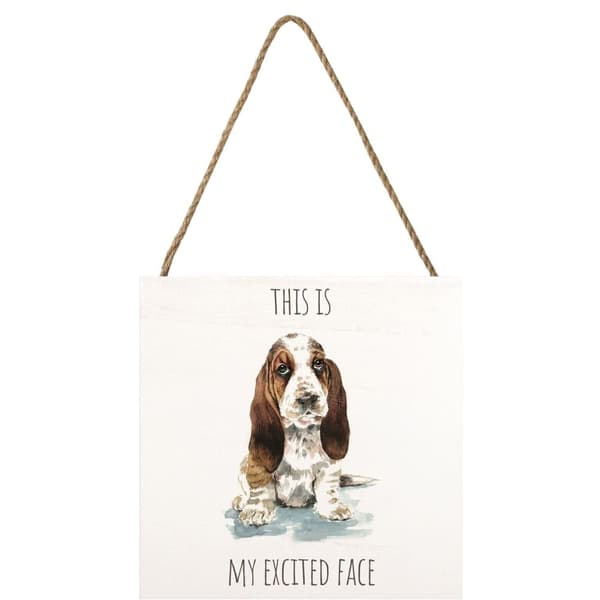 Louise Nisbet Wooden Basset Hound Plaque White/Brown One Size