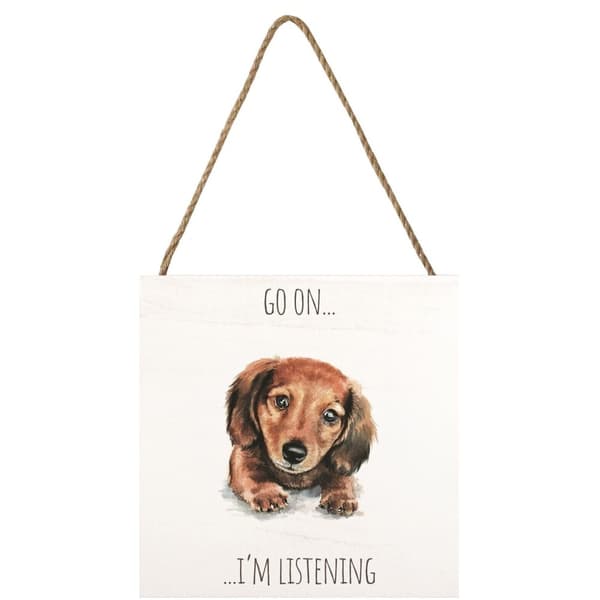 Louise Nisbet Wooden Dachshund Plaque White/Brown One Size