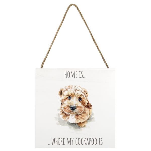 Louise Nisbet Wooden Cockapoo Plaque White/Beige One Size