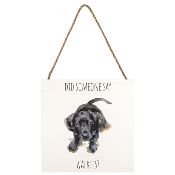 Louise Nisbet Sort labrador plakette i træ