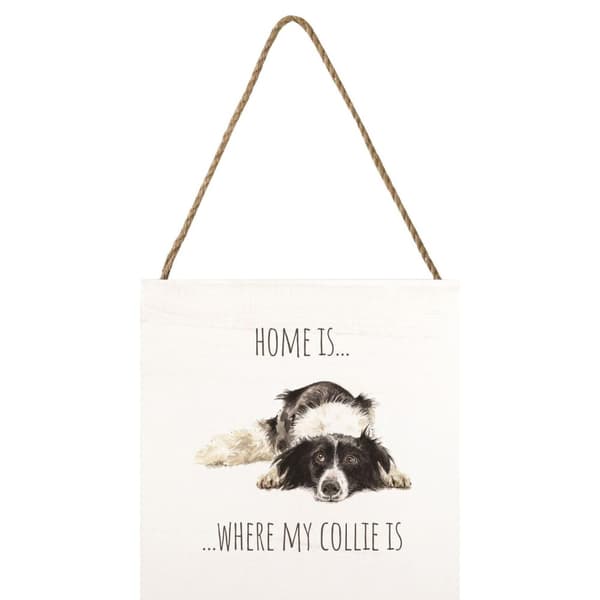 Louise Nisbet Wooden Border Collie Plaque White/Black One Size