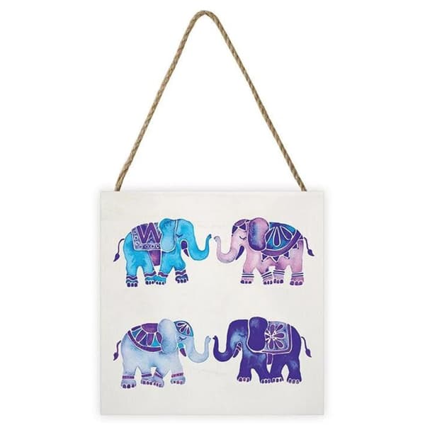Cat Coquillette Wooden Elephant Plaque Blue One Size