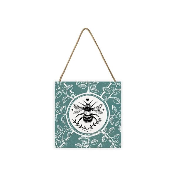 Amanda Colville Wooden Bee Plaque Green/White/Black One Size