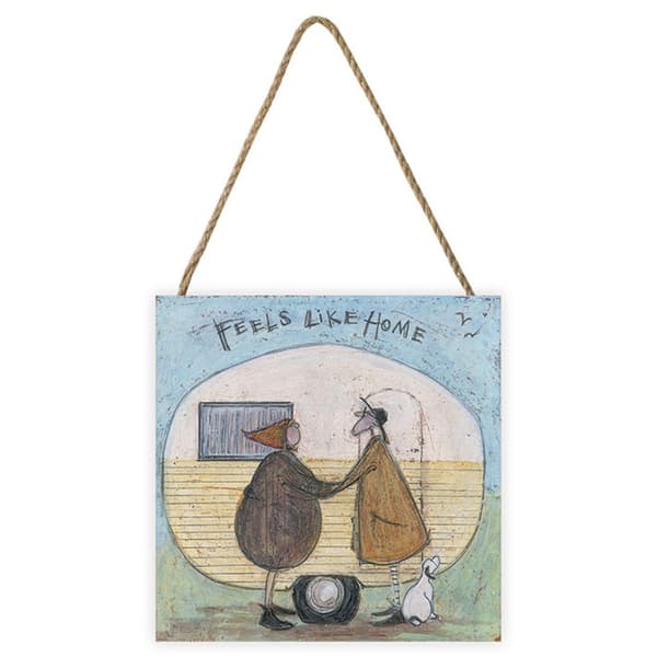 Sam Toft Feels Like Home Wooden Plaque Sky Blue/Light Green/Cream/White One Size