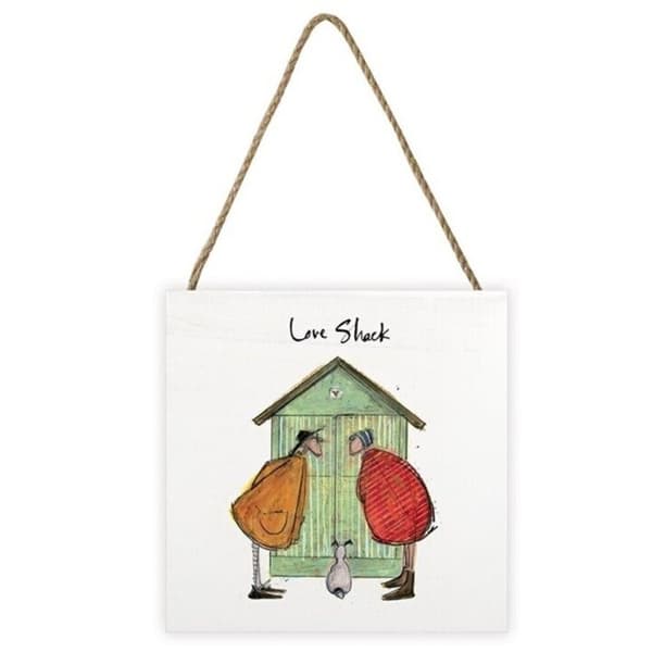 Sam Toft Wooden Love Shack Plaque White/Green/Red/Mustard Yellow One Size