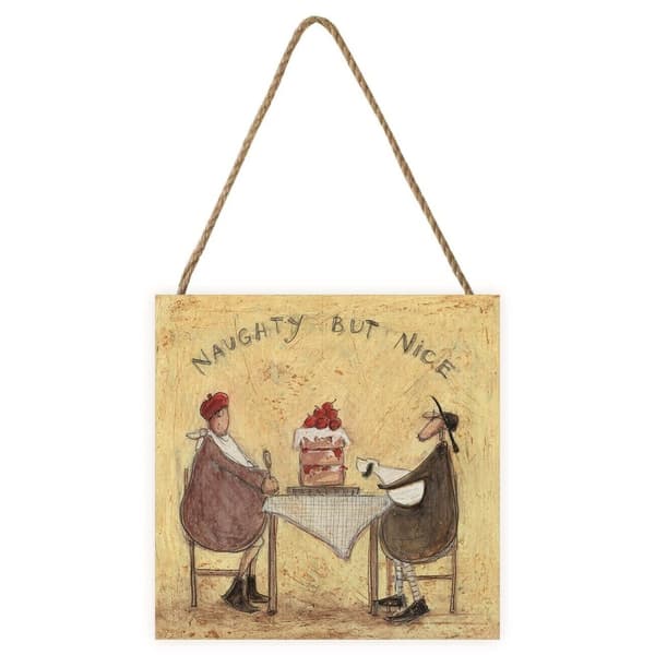 Sam Toft Naughty But Nice Wooden Plaque Cream/Maroon/Black One Size