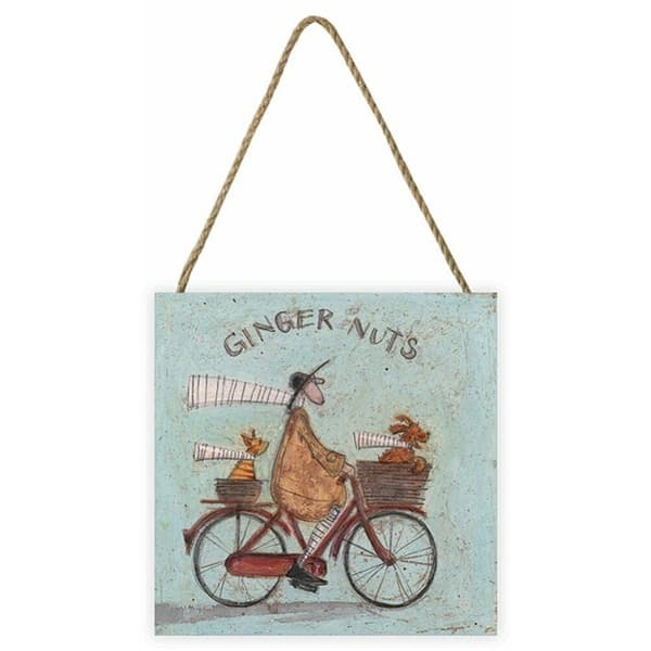 Sam Toft Ginger Nuts Wooden Plaque Light Blue/Red/Brown One Size