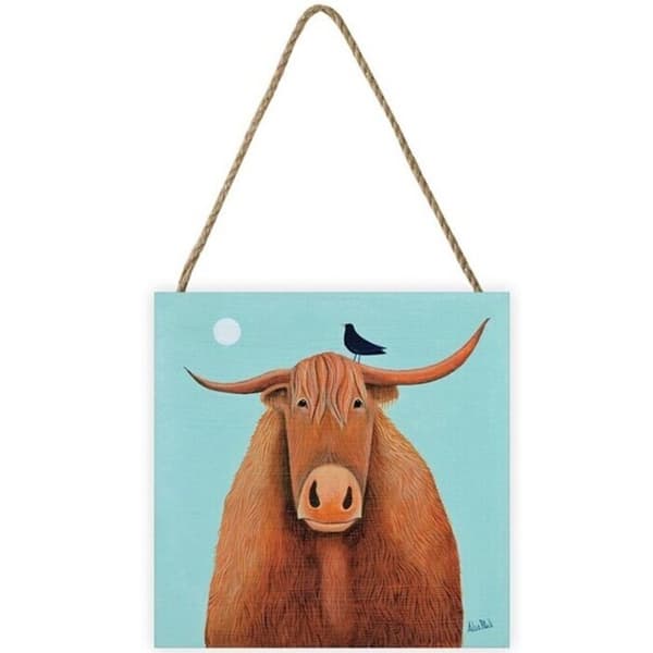 Ailsa Black Broon Coo Wooden Plaque Sea Green/Brown One Size