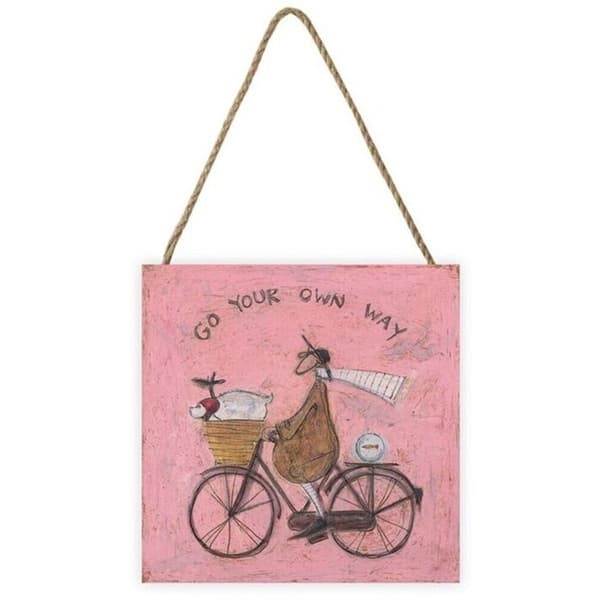 Sam Toft Go Your Own Way Wooden Plaque Pink/Brown One Size