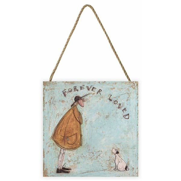 Sam Toft Forever Loved Wooden Plaque Sky Blue/Brown One Size