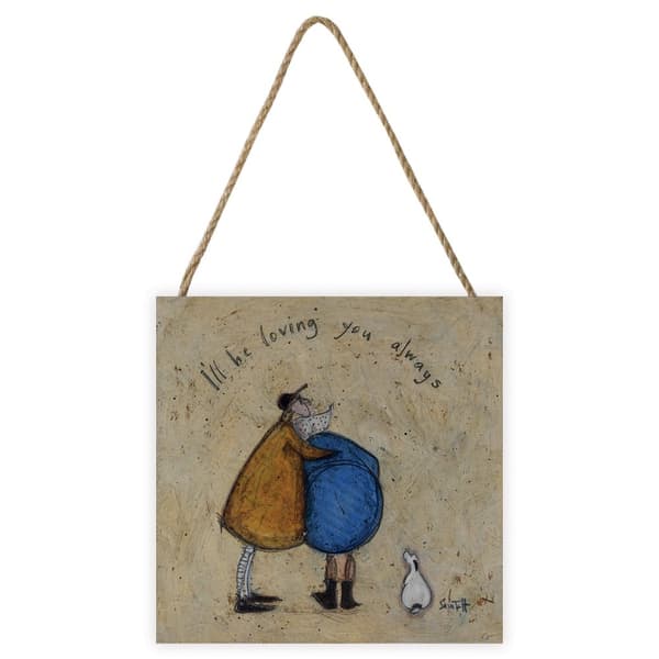 Sam Toft I´ll Be Loving You Always Wooden Plaque Beige/Mustard Yellow/Blue One Size