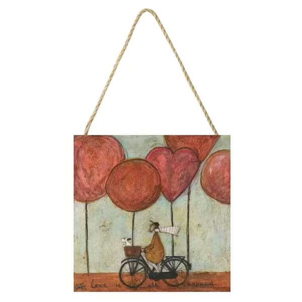 Sam Toft Love Is All Around Wooden Plaque Maroon/Ocean Green One Size