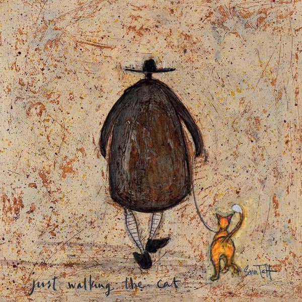 Sam Toft Just Walking The Cat Wooden Plaque