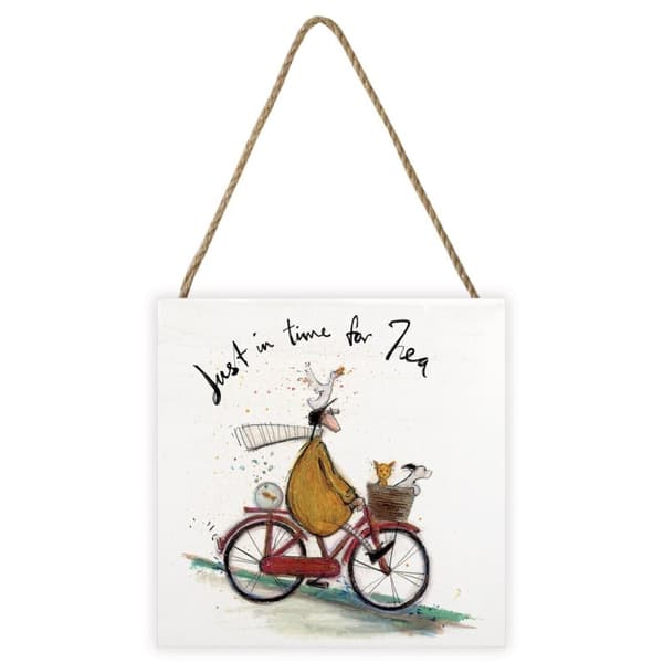 Sam Toft Just In Time For Tea Wooden Plaque White/Mustard Yellow/Red One Size