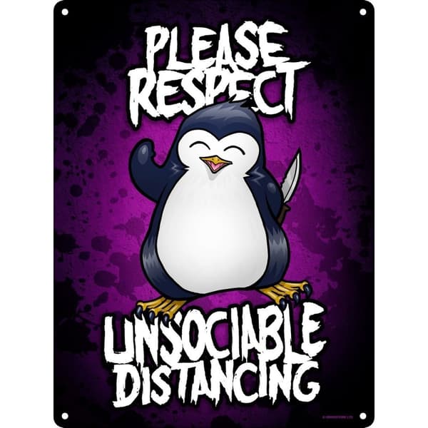 Psycho Penguin Unsociable Distancing Plaque Black/Purple/White One Size