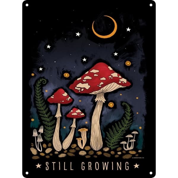 Grindstore Still Growing Mushrooms Plaque Black/Cream/Red One Size