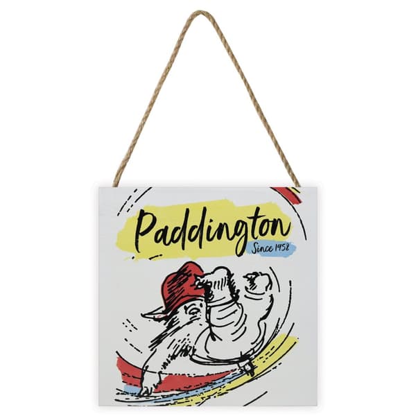 Paddington Bear Sedan 1958 Träplakett White/Black/Yellow 20cm x 2.7cm x 20cm