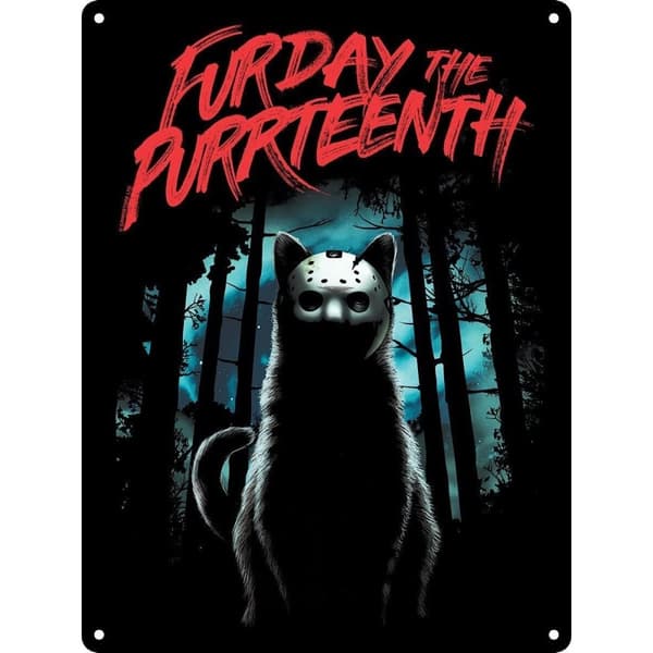 Grindstore Furday The Purrteenth Plaque Black/Blue/Red One Size