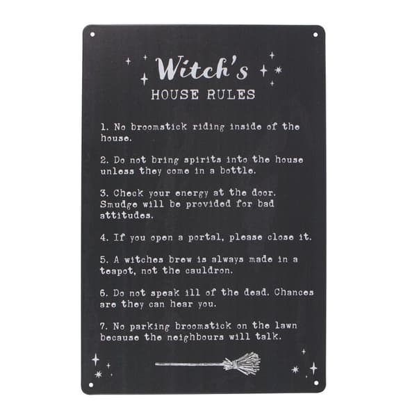 Something Different Witch´s House Rules Plaque Black/White One Size