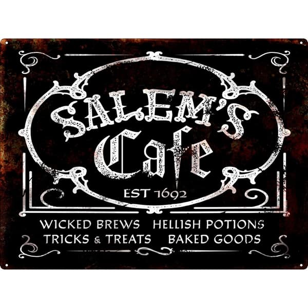 Grindstore Salem´s Cafe Tin Plaque Black/White One Size