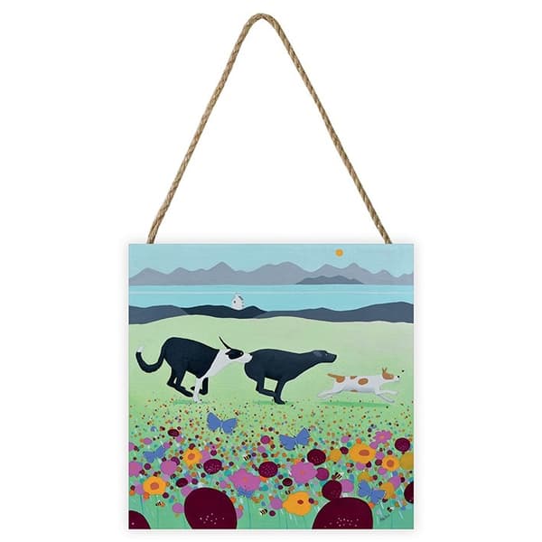 Ailsa Black Humlebi drenge træprint Blue/Grey 20cm x 20cm x 2.7cm