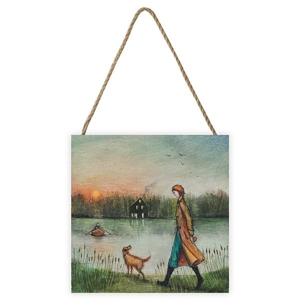 Joe Ramm The Homestead Wooden Print Blue/Green/Orange 20cm x 20cm x 2.7cm