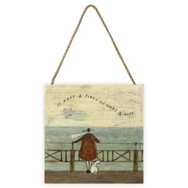 Sam Toft Det ebber og flyder og kommer og går... Træblok Blue/Brown/Beige 20cm x 20cm x 2.7cm